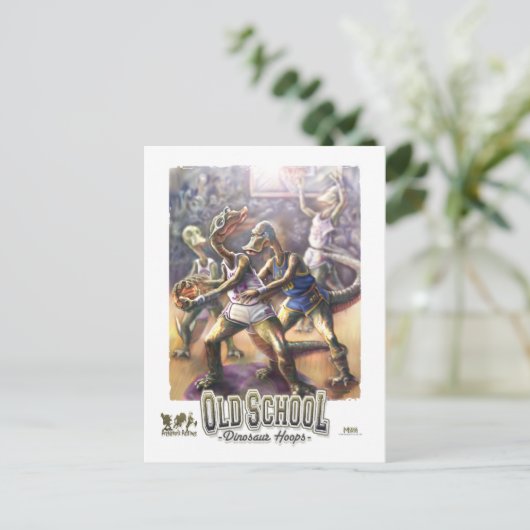 Dinosaur Basketball Briefkaart (Staand voorkant)