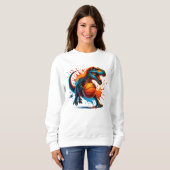 Dinosaur Basketball T-shirt – T-Rex Sports Graphic (Voorkant volledig)