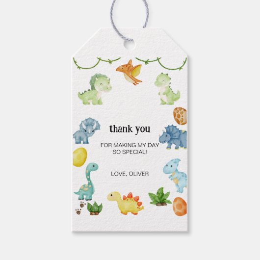 Dinosaur Bedankt Cadeau Label Cadeaulabel (Voorkant)