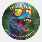 Dinosaur Bedankt  Coole Paarse Jungle Ronde Sticker (Voorkant)