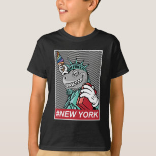 Dinosaur beeld van de vrijheid in New York T-shirt