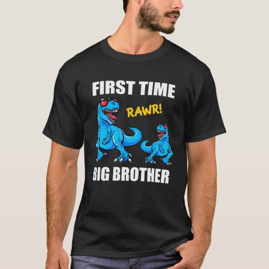 Dinosaur Big Bro  Baby Announcement First Time Bro T-shirt (Voorkant)