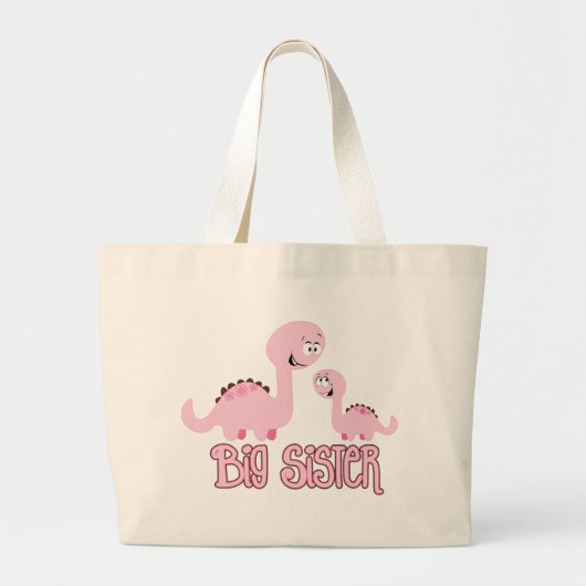 Dinosaur Big Sister Grote Tote Bag (Voorkant)