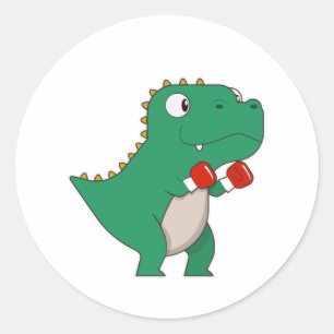 Dinosaur bij Boxing met Boxing-handschoenen Ronde Sticker