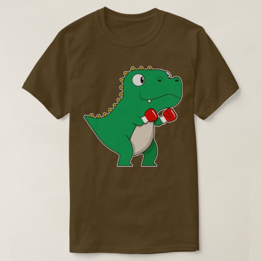 Dinosaur bij Boxing met Boxing-handschoenen T-shirt (Design voorkant)