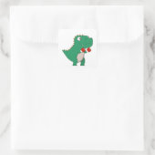 Dinosaur bij Boxing met Boxing-handschoenen Vierkante Sticker (Tas)
