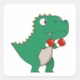 Dinosaur bij Boxing met Boxing-handschoenen Vierkante Sticker