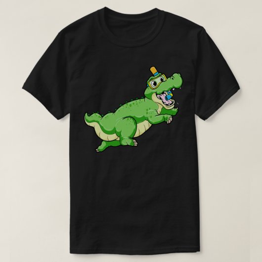 Dinosaur bij zwemmen met duikbril t-shirt (Design voorkant)