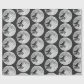 Dinosaur Bike en maanretro 80s Dino Cadeaupapier (Vlak)