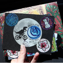 Dinosaur Bike en maanretro 80s Dino