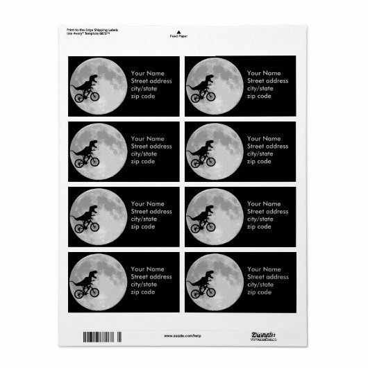 Dinosaur Bike & Moon Etiket (Full Sheet)