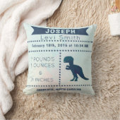 Dinosaur Birth Stats Pillow Navy Blue Kussen (Deken)