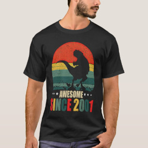 Dinosaur Birthday 22 jaar oud Geweldige sinds 2001 T-shirt