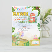 Dinosaur Birthday 5th for Boys | Rawr Dinosaur Kaart (Staand voorkant)