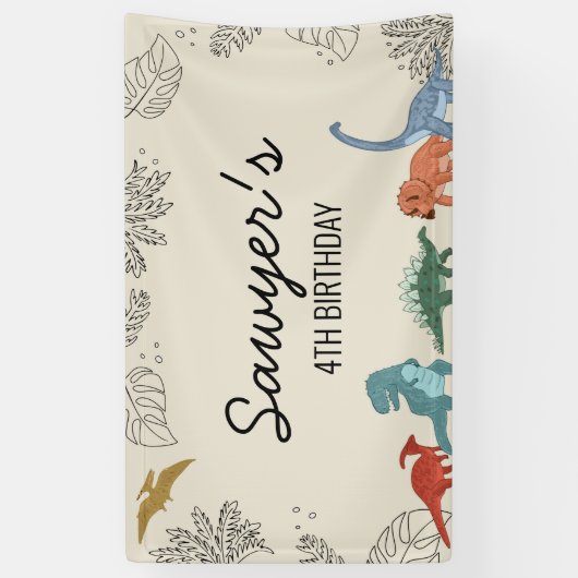 Dinosaur Birthday Banner (Verticaal)