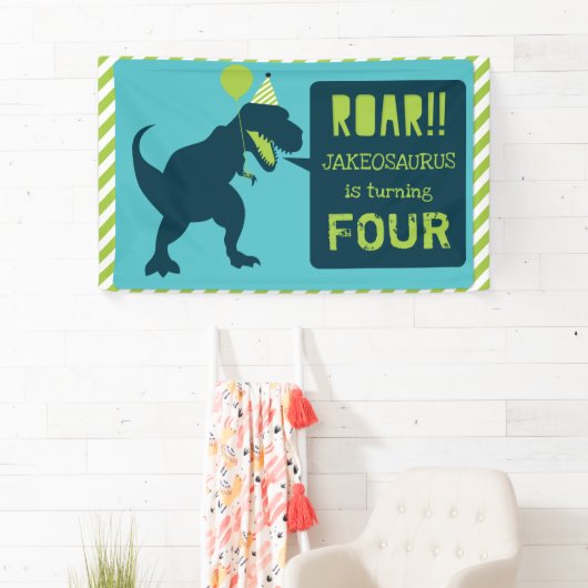 Dinosaur Birthday Banner Green (Insitu)