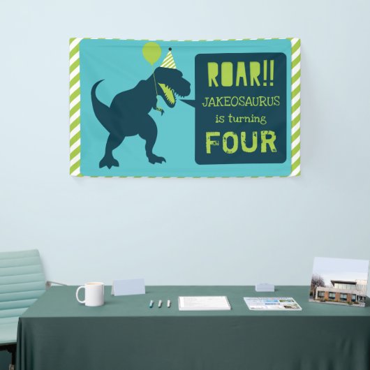 Dinosaur Birthday Banner Green (Beurs)