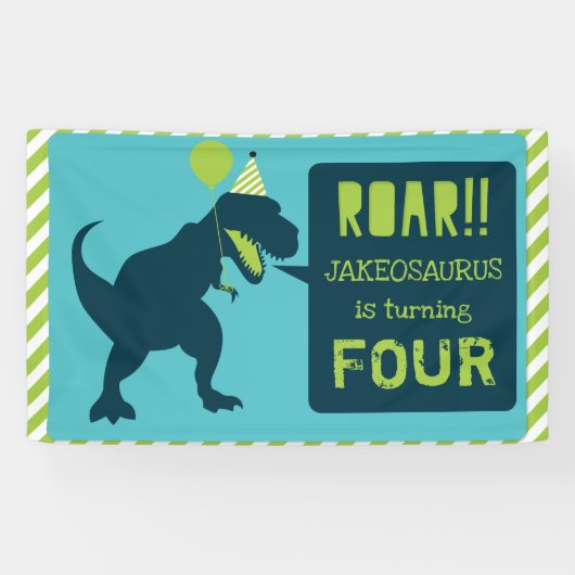 Dinosaur Birthday Banner Green (Horizontaal)