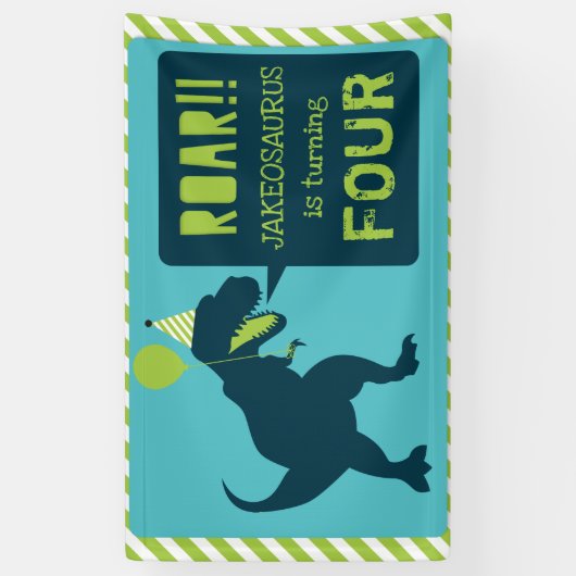 Dinosaur Birthday Banner Green (Verticaal)