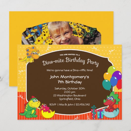 Dinosaur Birthday Bash Costume Party Kaart (Voorkant / Achterkant)