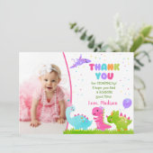 Dinosaur Birthday Bedankt voor haar kaarten (Staand voorkant)