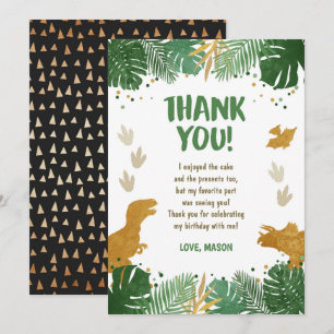 Dinosaur Birthday Bedankt voor je kaartje. Kaart