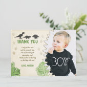 Dinosaur Birthday Bedankt voor je kaartje. Kaart (Staand voorkant)