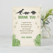 Dinosaur Birthday Bedankt voor je kaartje. Kaart (Staand voorkant)
