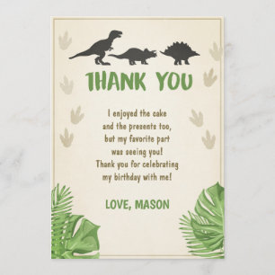 Dinosaur Birthday Bedankt voor je kaartje. Kaart