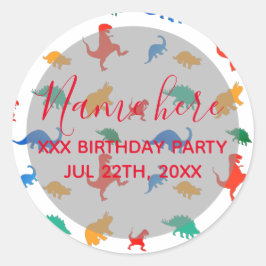 Dinosaur Birthday bevoordeelt kleurend patroon Ronde Sticker