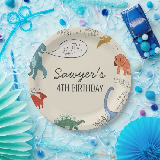 Dinosaur Birthday Borden Papieren Bordje (Feest)