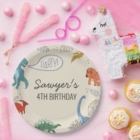 Dinosaur Birthday Borden Papieren Bordje (Feest)