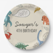 Dinosaur Birthday Borden Papieren Bordje (Voorkant)