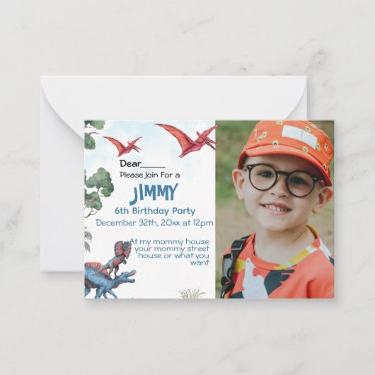 Dinosaur Birthday Boy Child Invitation Notitiekaartje (Voorkant)