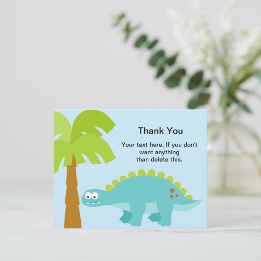 Dinosaur Birthday Boy Dank u Bedankkaart (Staand voorkant)