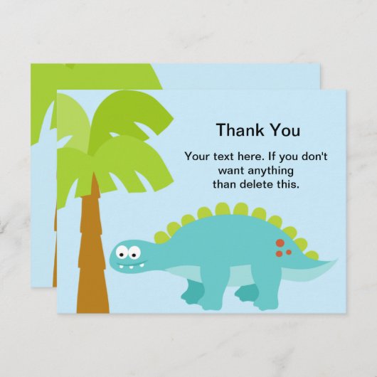 Dinosaur Birthday Boy Dank u Bedankkaart (Voorkant / Achterkant)