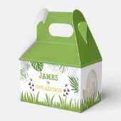 Dinosaur Birthday Boy Elke leeftijd Groene Zwart Bedankdoosjes (Achterkant)