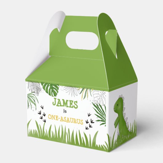 Dinosaur Birthday Boy Elke leeftijd Groene Zwart Bedankdoosjes (Voorkant Zijde)