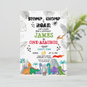 Dinosaur Birthday Boy Girl waterverf Kaart (Staand voorkant)