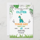 Dinosaur Birthday Boy waterverf turquoise oranje Kaart (Voorkant)