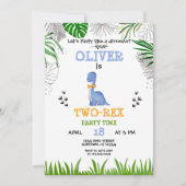 Dinosaur Birthday Boy waterverf violet geel Kaart (Voorkant)