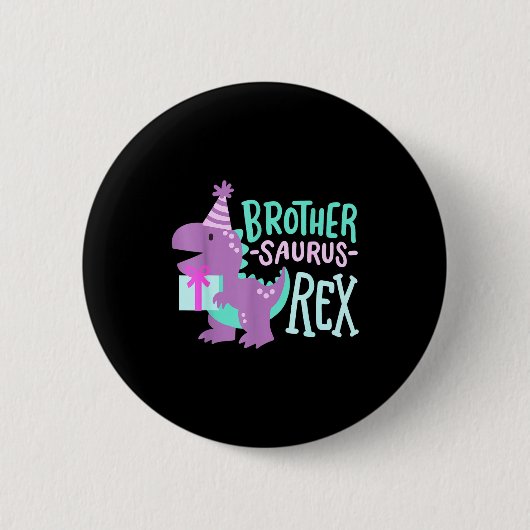 Dinosaur Birthday Brother Saurus T Rex Family Matc Ronde Button 5,7 Cm (Voorkant)