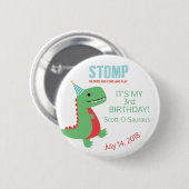 Dinosaur Birthday Button in rood en groen (Voorkant /achterkant)