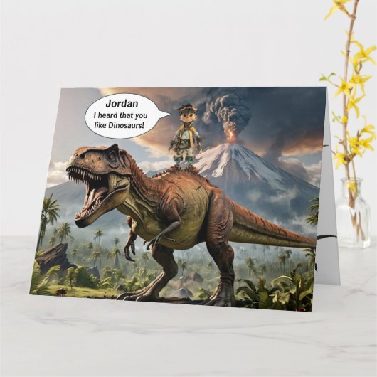 Dinosaur Birthday Card Kaart (Gele Bloem)