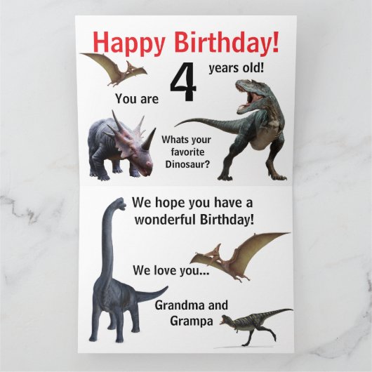 Dinosaur Birthday Card Kaart (Binnen)