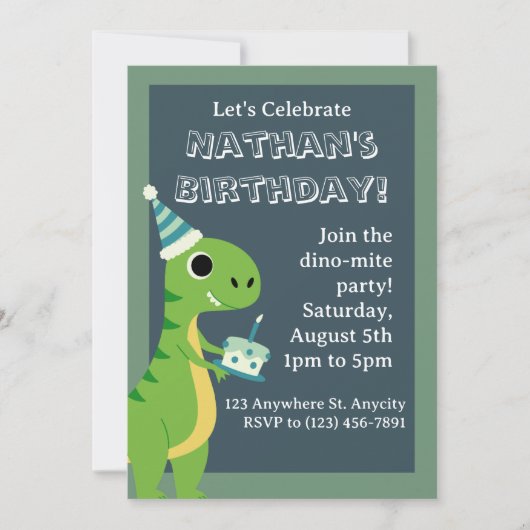 Dinosaur Birthday Card Kaart (Voorkant)