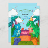 Dinosaur Birthday Celebration Kaart (Voorkant / Achterkant)
