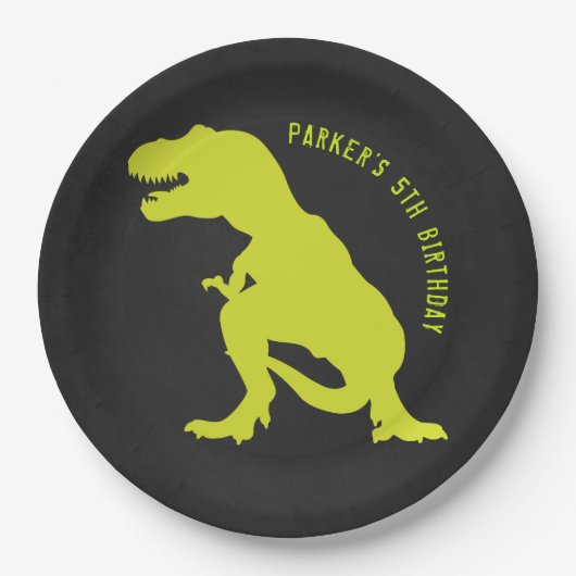 Dinosaur Birthday Chalkboard Papieren Bordje (Voorkant)