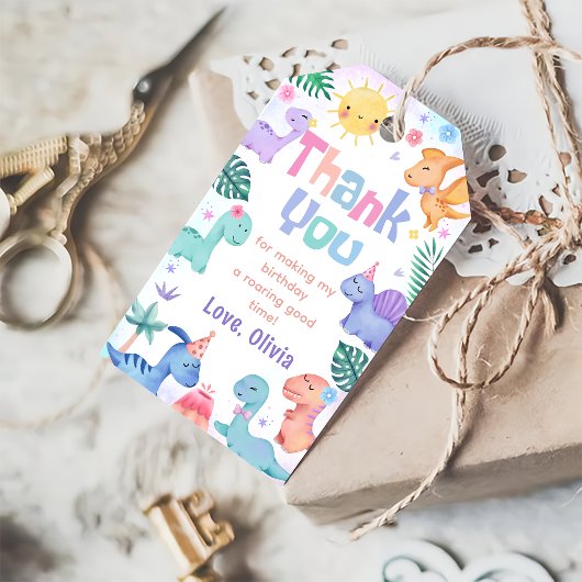 Dinosaur Birthday Dank je Labels Cadeaulabel