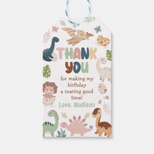 Dinosaur Birthday Dank je Labels Cadeaulabel (Voorkant)